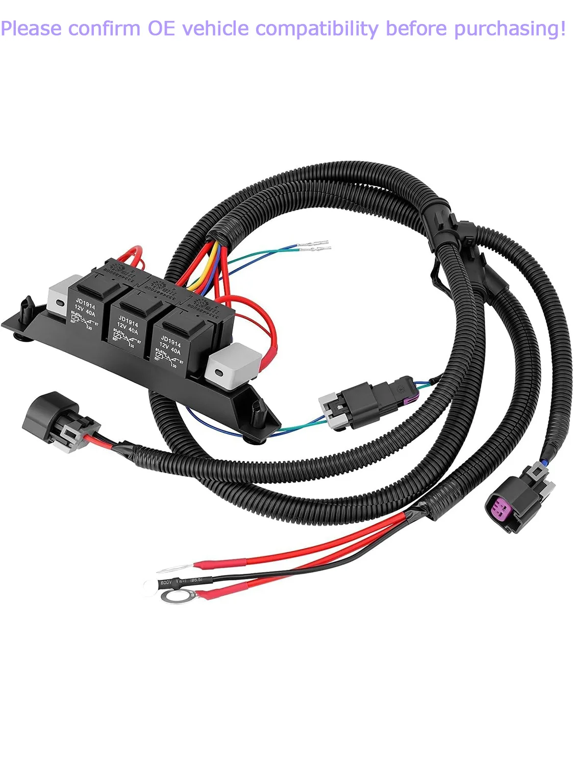 674-00923 Dual Speed Electric Fan Control Wiring Harness Kit with Relay for Chevy Avalanche Silverado Suburban Cadillac