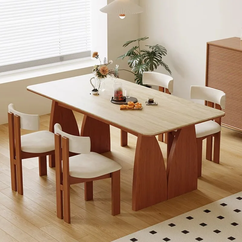 Popular Wooden Dining Table Modern Latest Designer 6-seater Dining Table Apartment Minimalist Dinner Furniture Dining Table Set