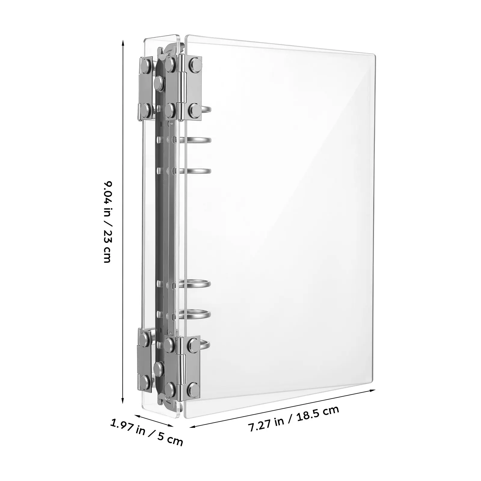 Acrylic Clear Binder Cover A5 Notebook Shell 6-Ring Design Secure Paper Hold Smooth Easy-Clean Surface for Handbook Journal