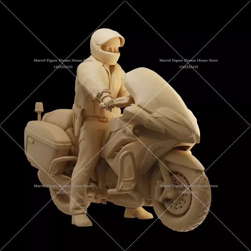 1/64 1/43 1/35 Scale Miniature Scene Doll White Model Un-panited The Wild One Traffic Mounted Police Motorcycle Action Figure