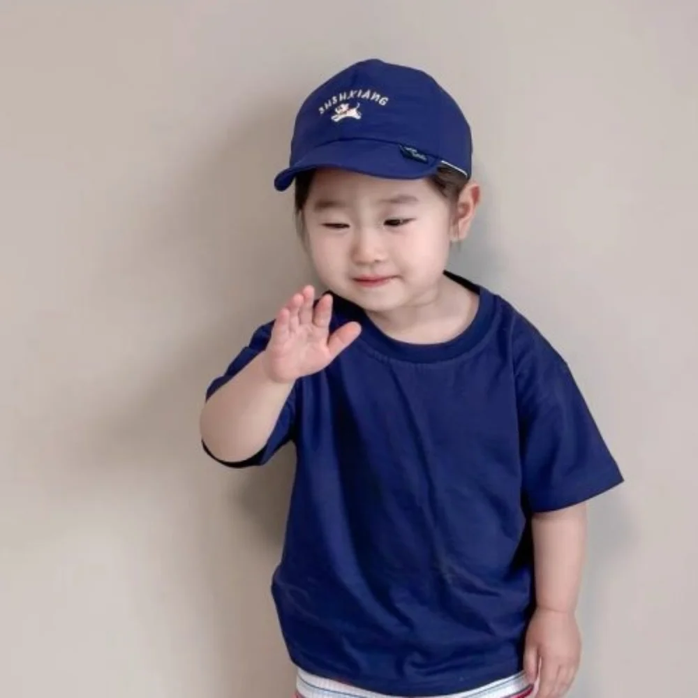 

Cute Korean Style Puppy Baseball Cap Quick-dry Shading Hat Summer Kid Sunhat Anti-UV Letter Embroidery Children's Hat Girls