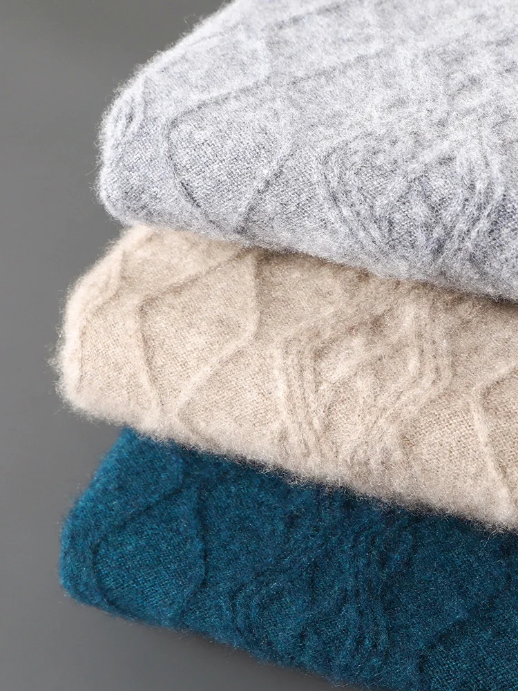 100% Merino Wool Men's Round-neck Pullover Autumn Winter Casual Fashion Cashmere Knitted Sweater