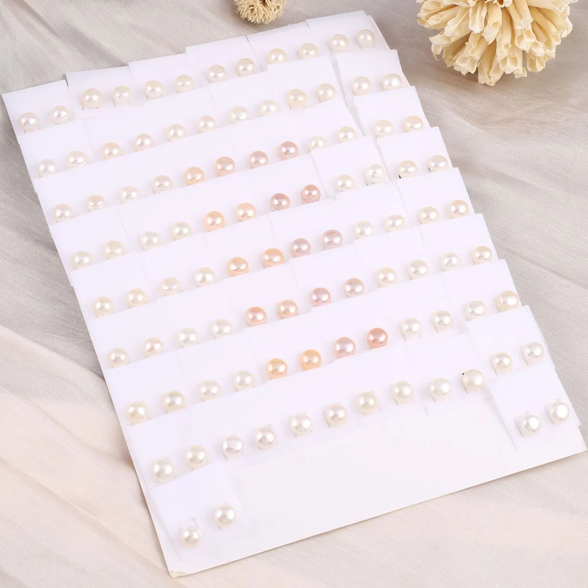 Natural Fresh Water Pearls with A Pair of Earrings Ball Shape Jewelry Accessories DIY Male Female Personality Decoration Gifts