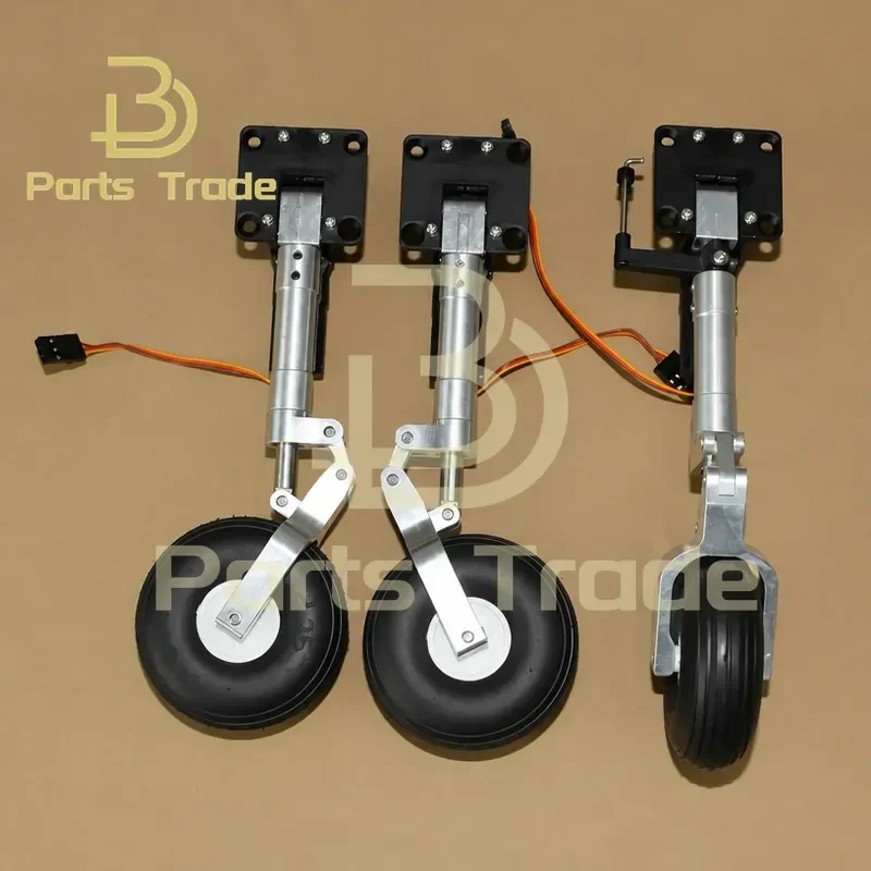 2.25 Inch One Wheel Nose Main Full Set Retractable Damping Kneeling Landing Gear Worm Shock Absorber for 3-6kg RC Jet