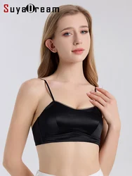 SuyaDream,Women Silk Bras, 93%Silk 7%Spandex, Wire Free, Thin Padded Bra, 2025 New Cozy Intimates, Black, Nude
