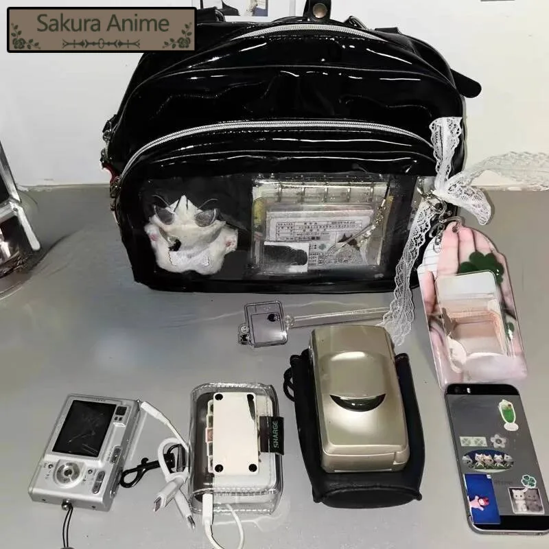 กระเป๋าเป้สะพายหลังนักเรียนสไตล์ญี่ปุ่น หนังแก้ว ปี 2024 แฟชั่น Y2K ทันสมัย กระเป๋า Ita ใส  สำหรับนักเรียน