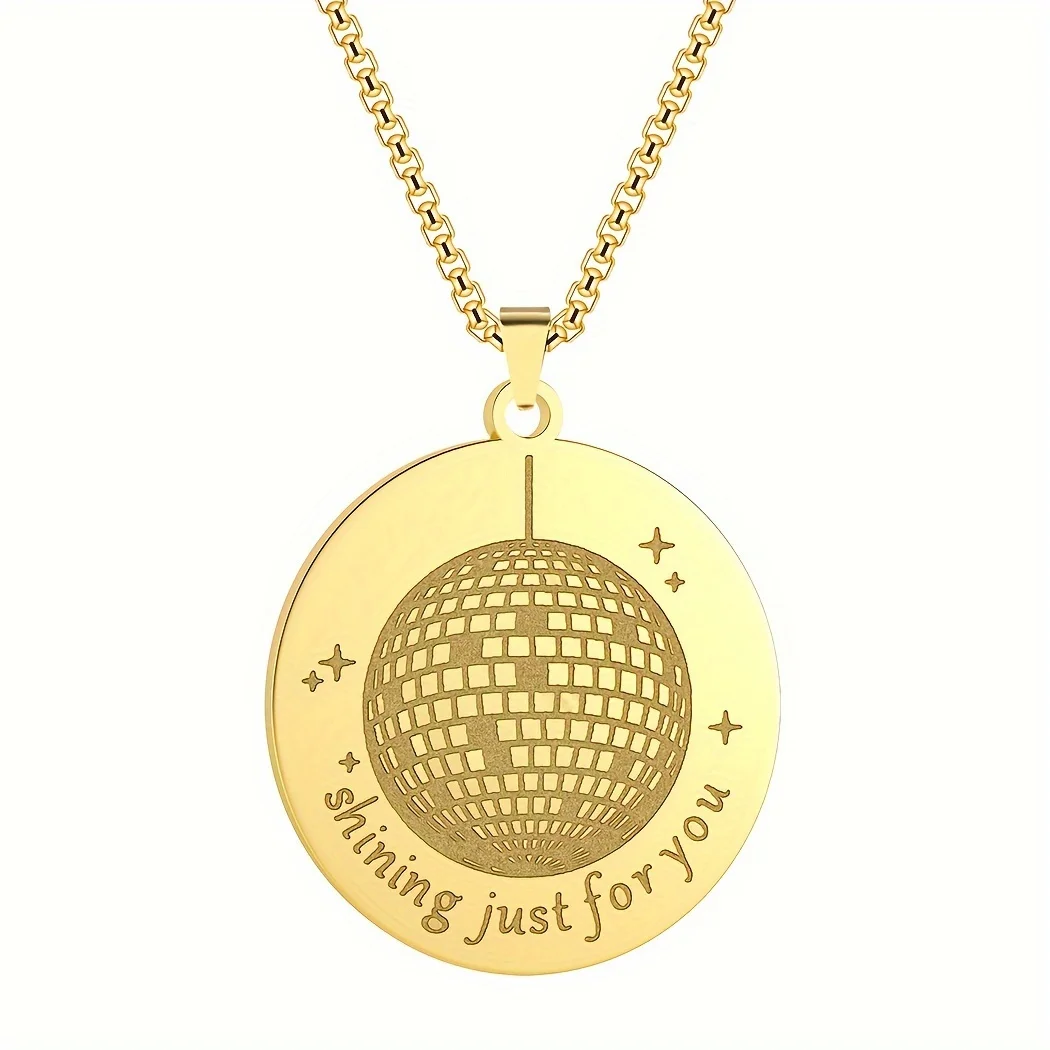 2024 new fashion stainless steel mirror light ball pendant necklace feminine style clavicle chain jewelry anniversary gift