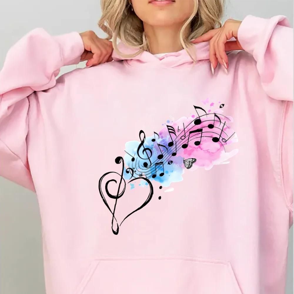 

Musical Element Unique Oversized Sweatshirt Women Y2kHoodie Hand-Painted Graphic Korean Style Cozy Fall Winter 2025 hoodie woman