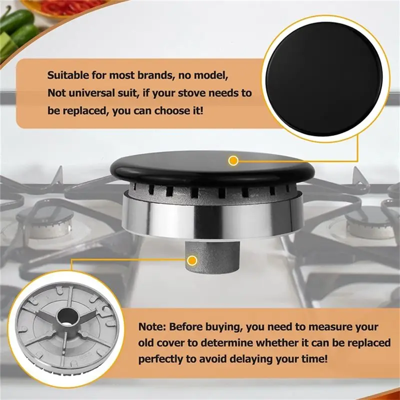 【A97Z】8 PCS Oven Burner Crown Flame Cap Replacement Set Gas Hob Cooker Hat Kit Fits Most Stove Burners