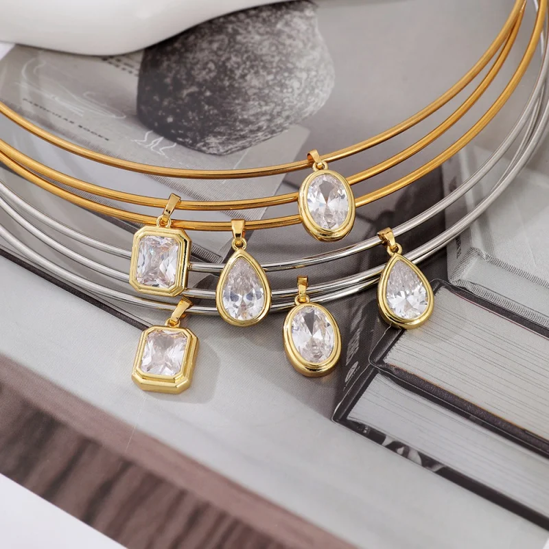 Gold and Silver Zircon Open-Front Necklace