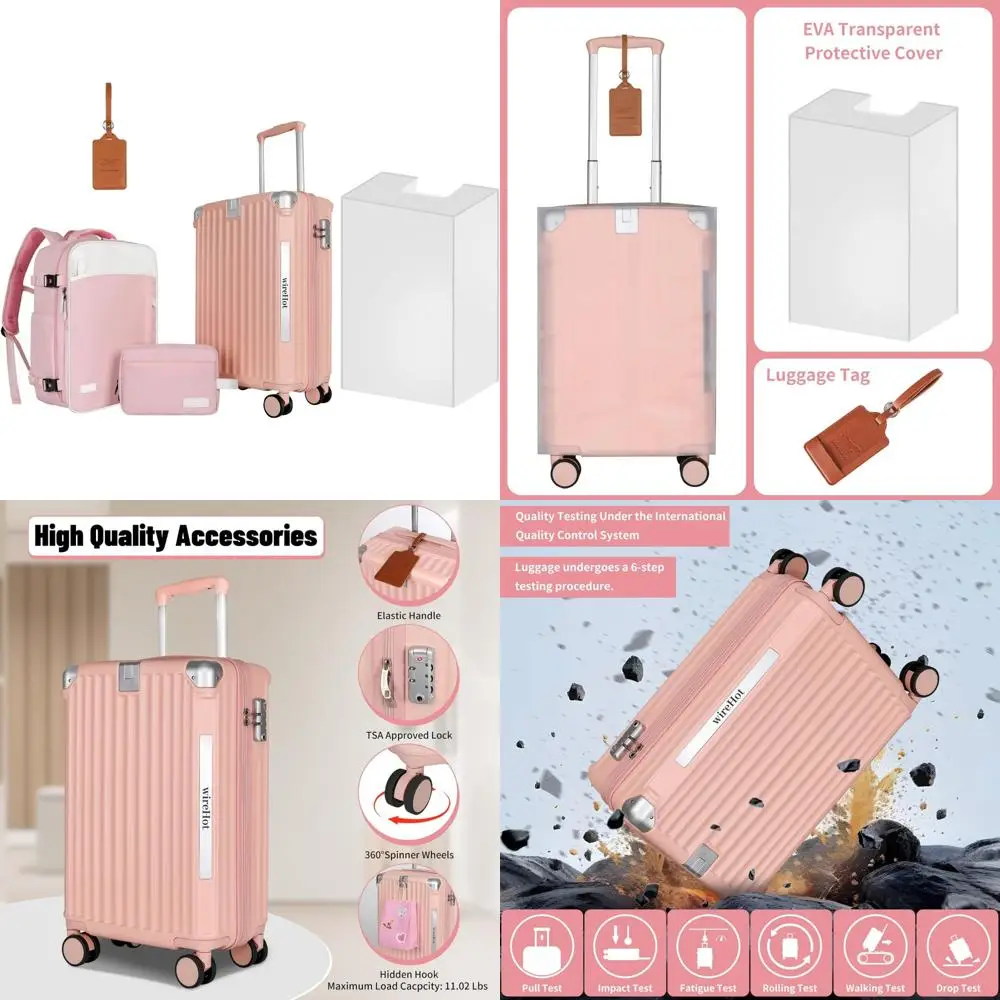 Estilo vintage 20 pulgadas ABS + PC conjunto de equipaje de mano rígido con mochila, aprobado por aerolínea, maleta retro para mujer para viaje