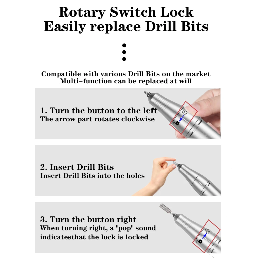45000RPM Mini Portable Nail Drill Machine Professional Rechargeable Electric Low Noise Nail Sander File for Manicure Salon Tool