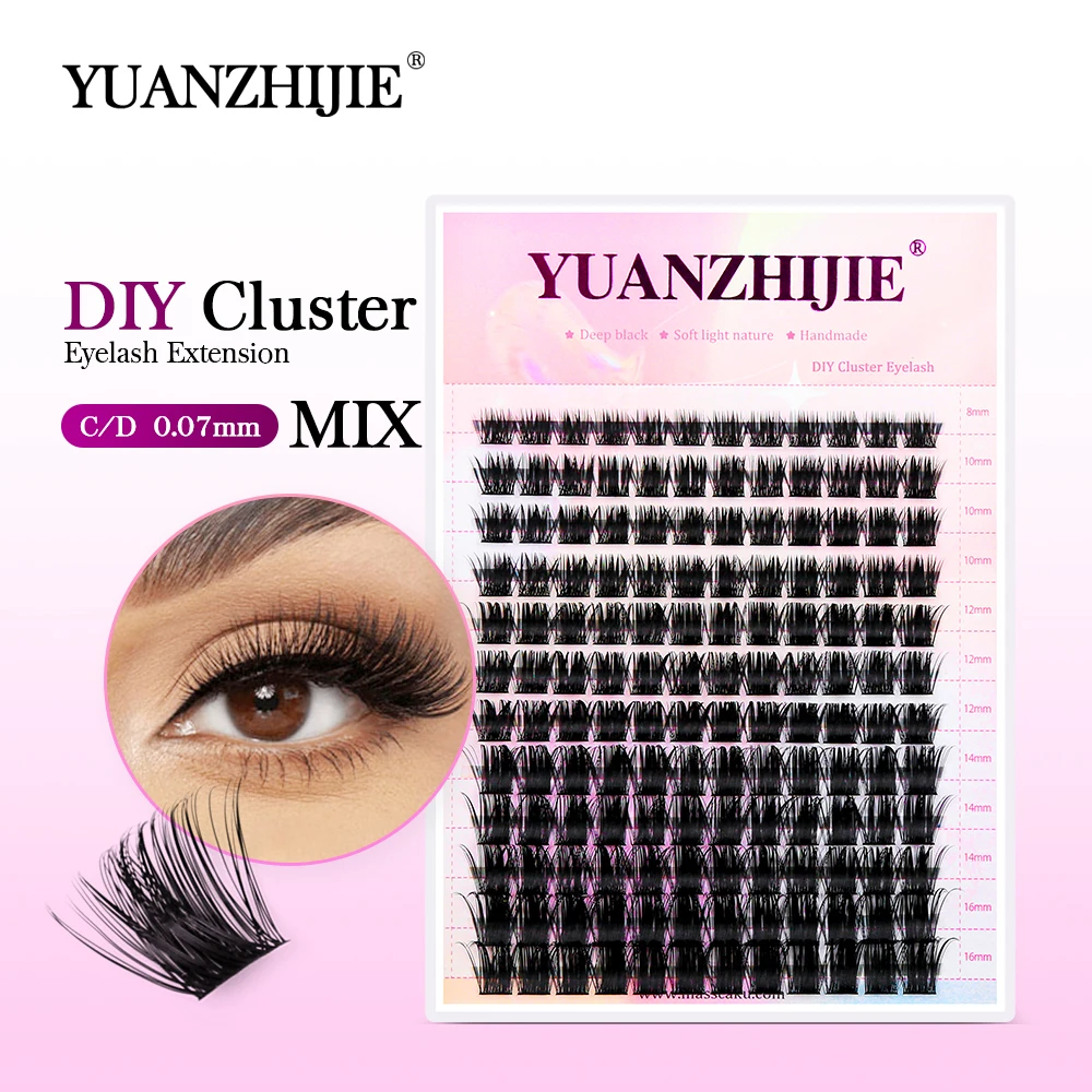 

144Pcs Heat Bonded DIY Segmented Lashes Natural Look Wispy Eyelash Extension C D Curl Individual Cluster Lash Easy to Grip