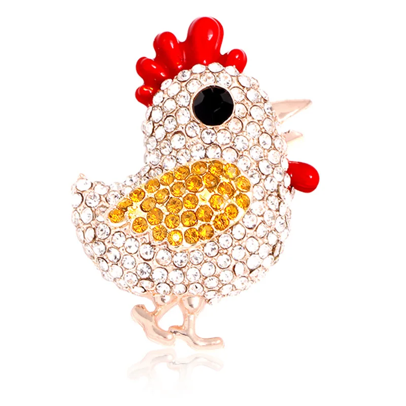 Lovely Full Rhinestone Chick Brooches For Women Unisex Clothing Trendy Cartoon Animal Brooch Pins Office Party Jewelry Gifts