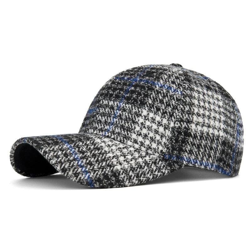 Hüte für Männer und Frauen, neue klassische karierte Baseballkappe für Herbst und Winter, hartkrempige, gesichtsschlankmachende Entenschnabelkappe, Sonnenhut – Detail 25