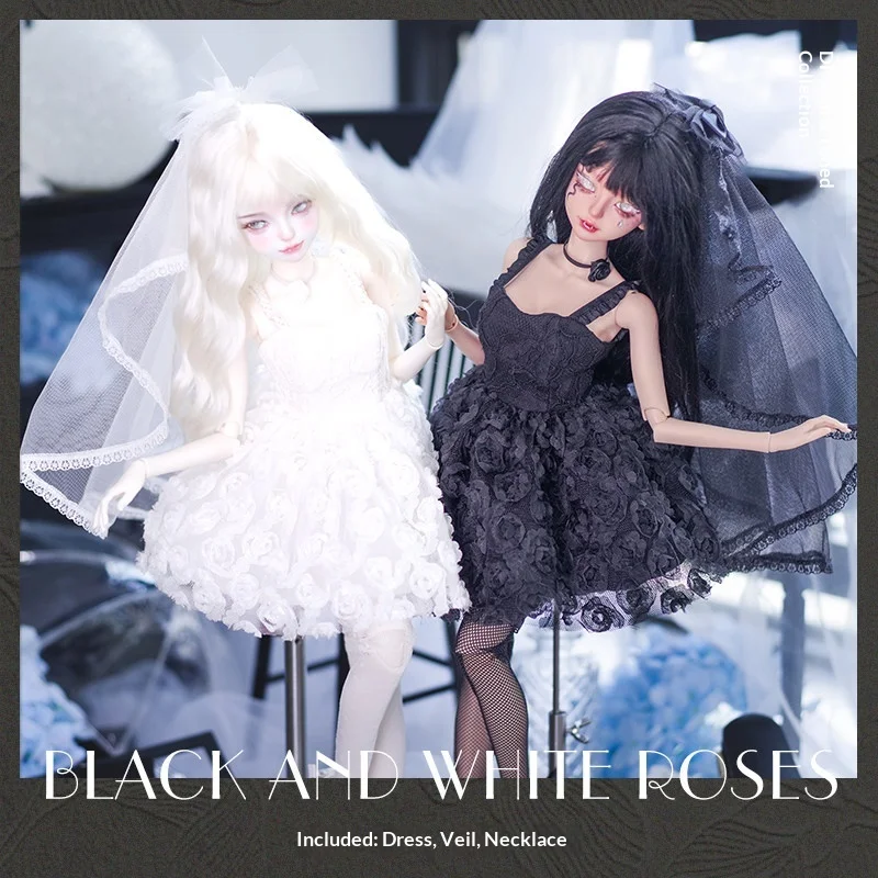 

Черно-белая серия [Black And White Rose] – Комплект из четырех предметов для кукол BJD: черно-белое сексуальное платье и короткая юбка для кукол Gemini.
