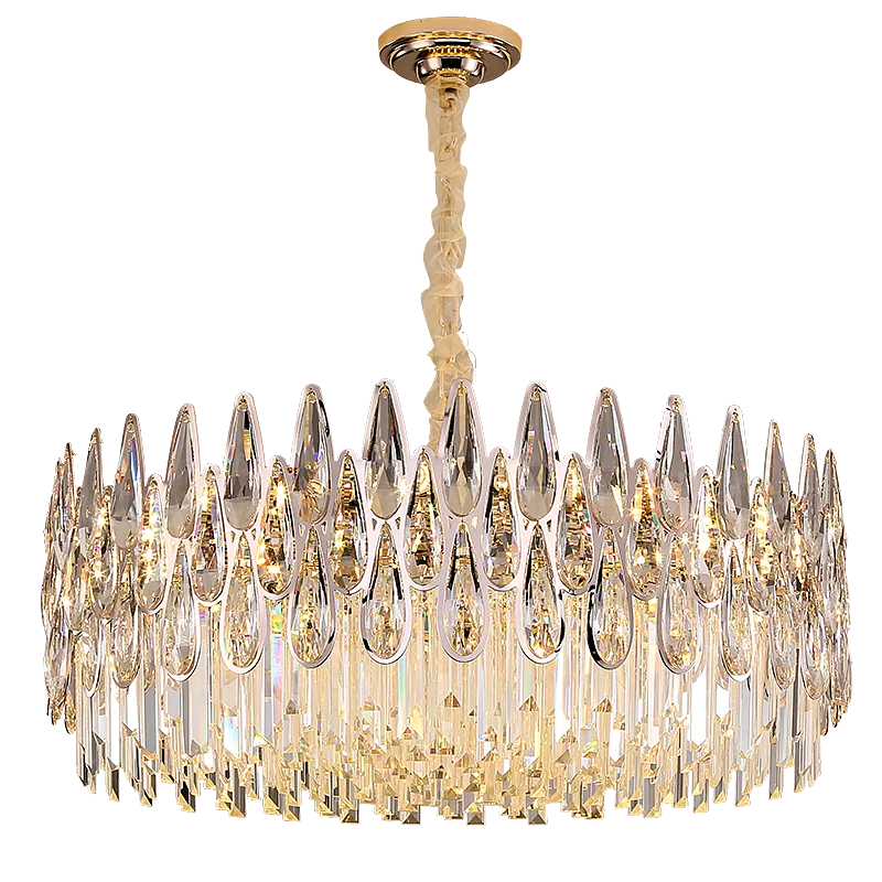 Duplex Building Living Room Chandelier Building Stairway Long Chandelier Villa Hollow Post Modern Light Luxury Crystal Lamp LED
