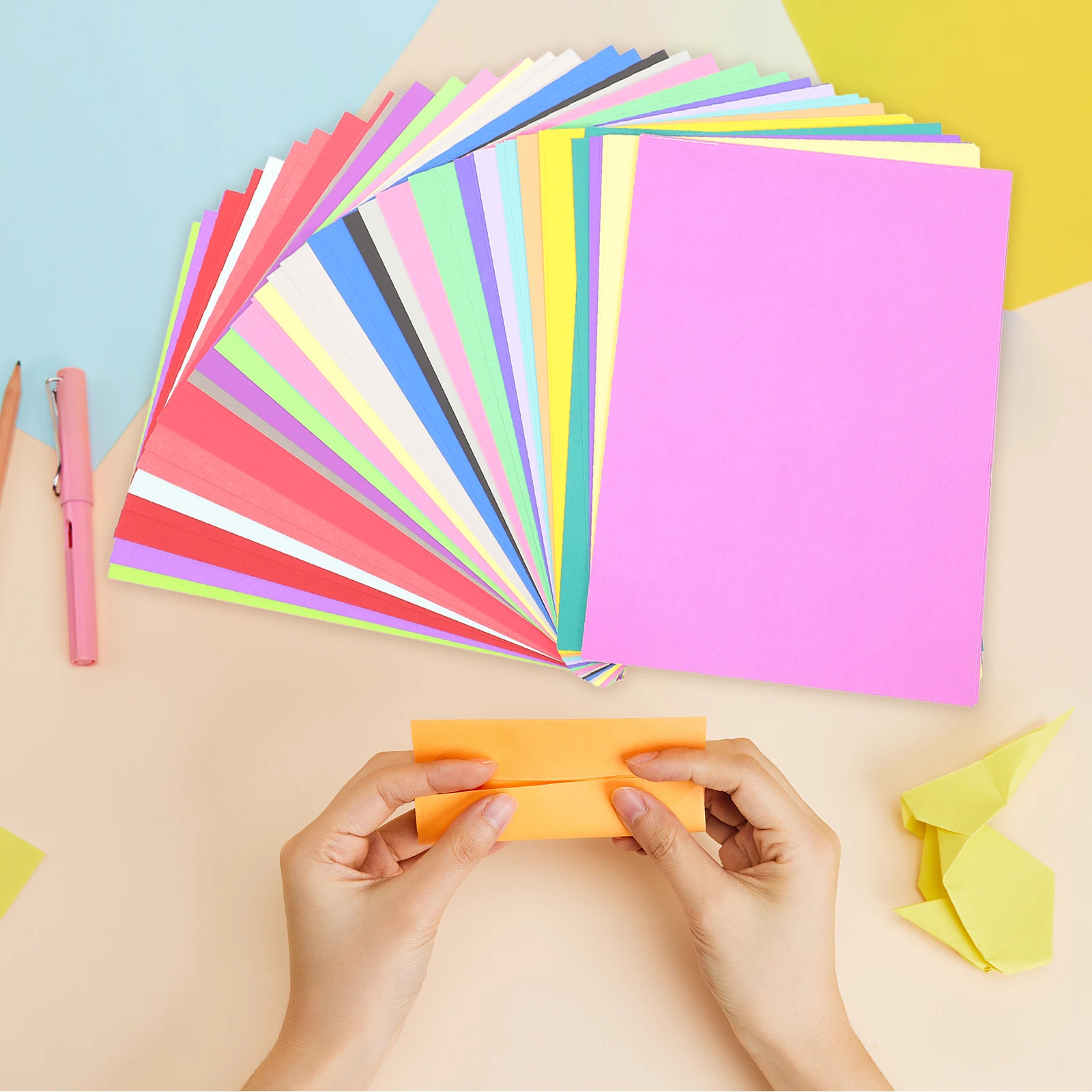 กระดาษการ์ดหลากสีสำหรับงานฝีมือ DIY, โครงการศิลปะทำมือ, กิจกรรมวาดภาพระบายสี, วัสดุสำหรับพับกระดาษโอริกามิ
