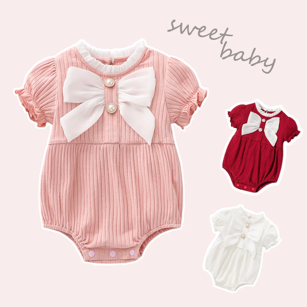 Autumn Winter Toddler Kids Clothes Set Short Sleeve Bow Jumpsuit With Hat For Infant Baby Cute Romper Homewear Casual Loungewear
