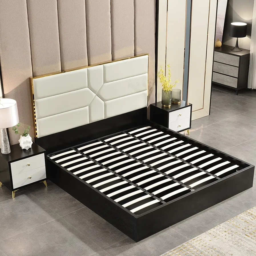 

Кровать-платформа King Size в скандинавском стиле с высоким изголовьем, настраиваемая, прямые продажи с фабрики