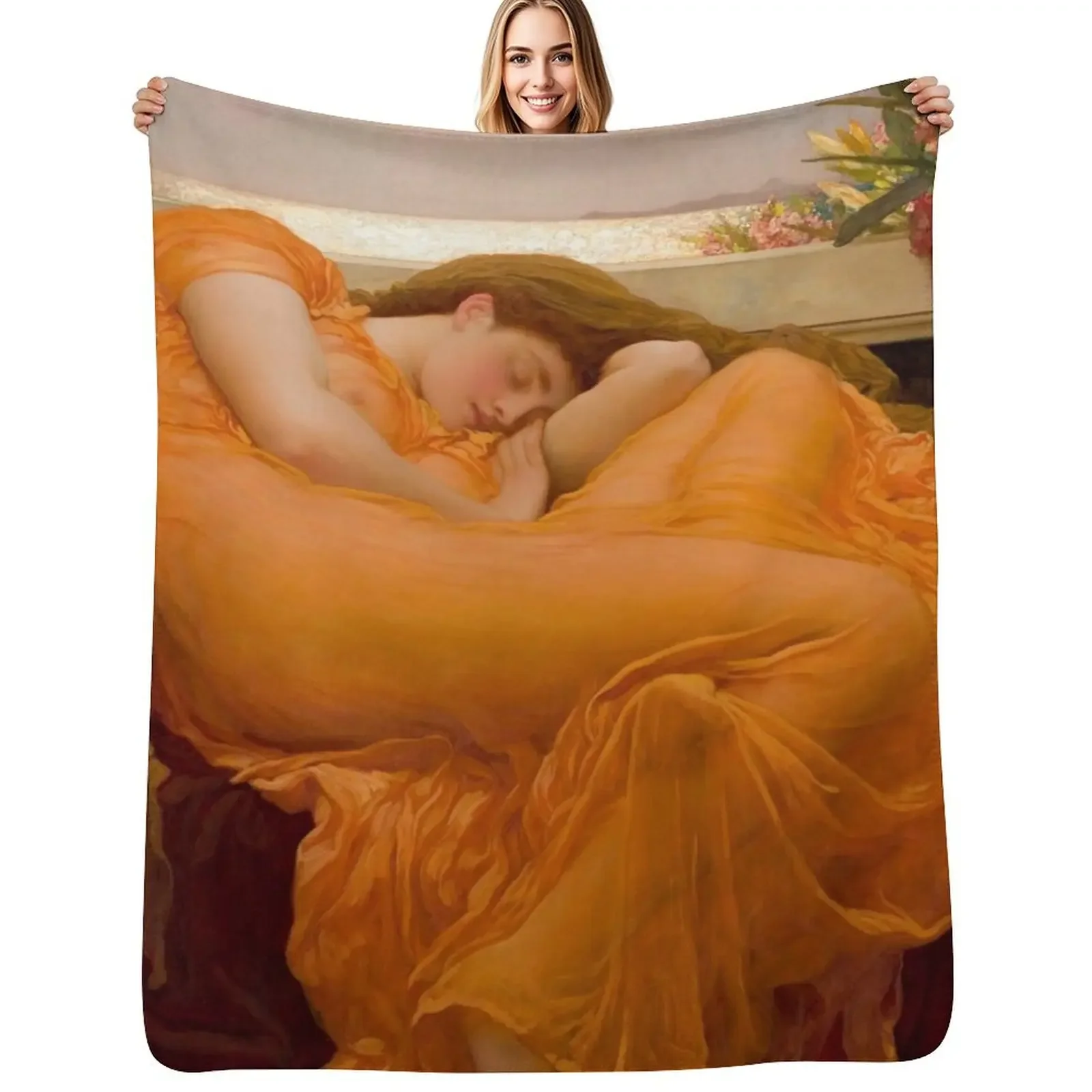 Flaming June by Frederic Leighton Throw Blanket Blankets For Sofas decorative Hairy Tourist Blanket