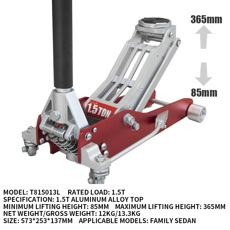 Hydraulic Low Profile Aluminum and Steel Racing Floor Jack with Dual Piston Quick Lift Pump 1.5-3 Ton Capacity Black