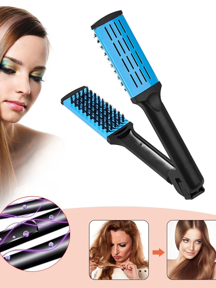 Peigne à lisser les cheveux antistatique, brosse à cheveux multifonctionnelle Double face, outils de coiffure