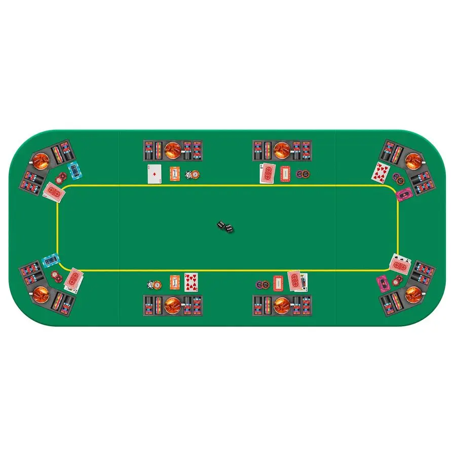 

79 x 36-дюймовый складной 8 игроков, Texas Poker Card, настольный макет, портативный противоскользящий резиновый коврик для настольной игры с подстаканниками и картой