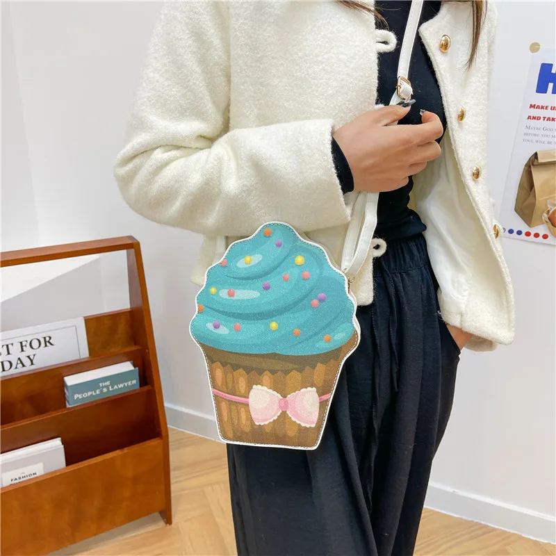 Cartoon Cute Bags for Girls 2024 New Ice Cream Cake Printing Small Crossbody Bag Funny Fashion Sweet Party Shoulder Bag Woman