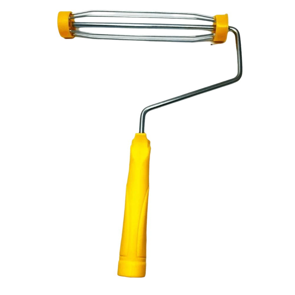 Yellow And Blue Roller Core Paint Roller Holder Sturdy Plastic End Caps Ergonomic Handle Wall Painting Tool Comfortable Grip