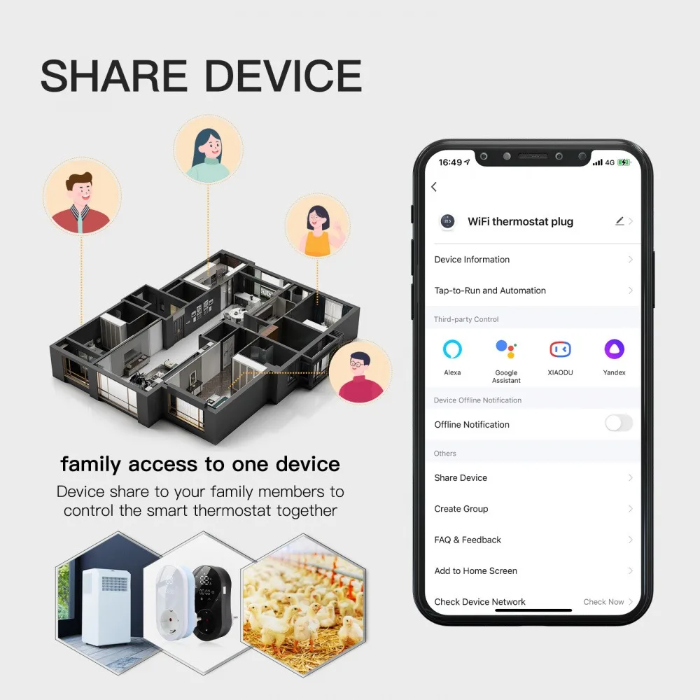 الذكية واي فاي LED ترموستات الاتحاد الأوروبي التوصيل الموقت منفذ التدفئة والتبريد وضع 16A APP التحكم عن بعد العمل مع أليكسا جوجل المنزل #6