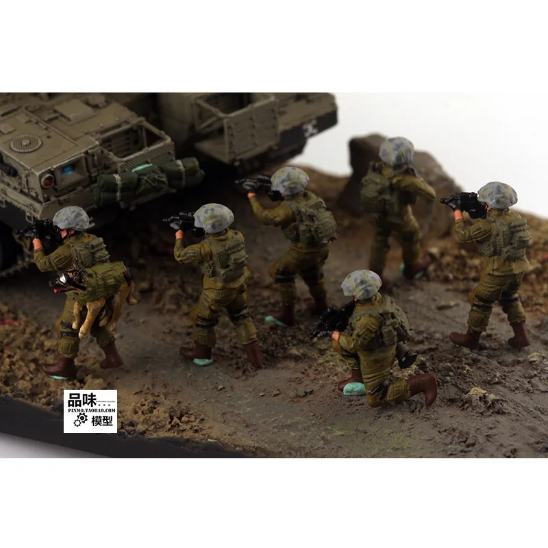 1:72 Scale Resin Israel Defense Force 6-man Team+dog Accessory Model Adult Collection Toys Classic Gifts Souvenir Static Display