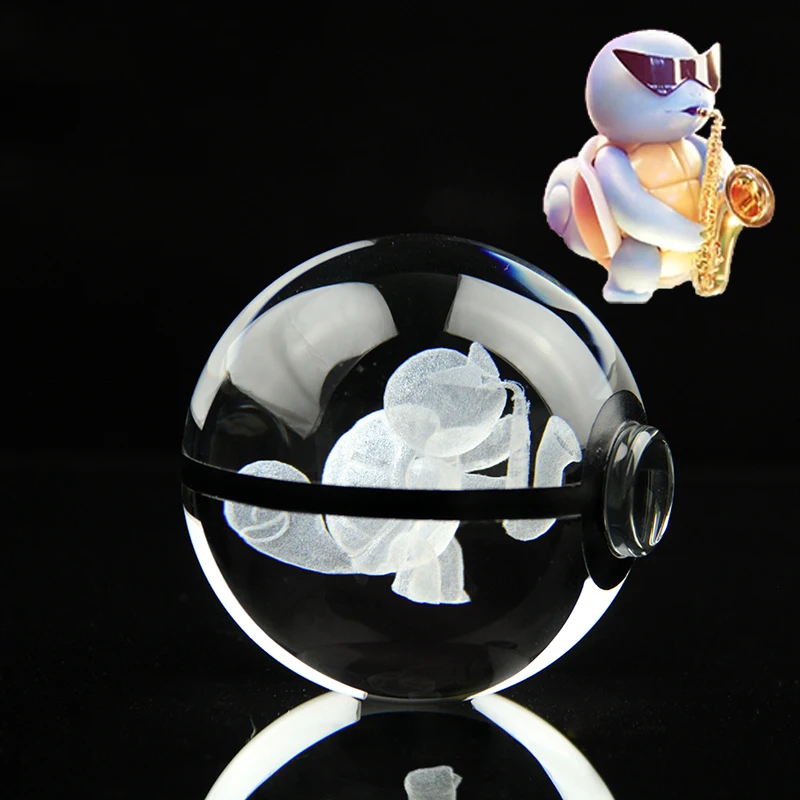 Pokemon Model 8cm zagraj w saksofon Squirtle 3D kryształowa kula zabawki urodziny prezenty kieszonkowy potwór gra pamiątkowy prezent