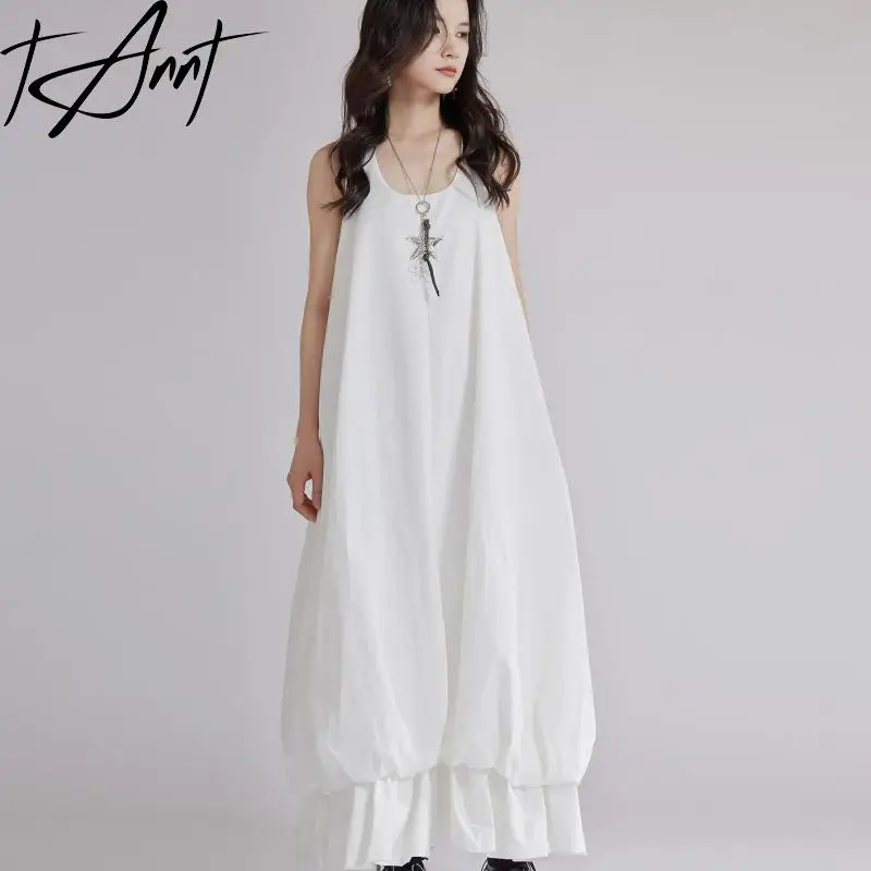 

Taant Women Dress Sleeveless O-neck Fashion Long Shirt Dresses For Women 2025 New Fashion Summer White Shirts Dresses Long