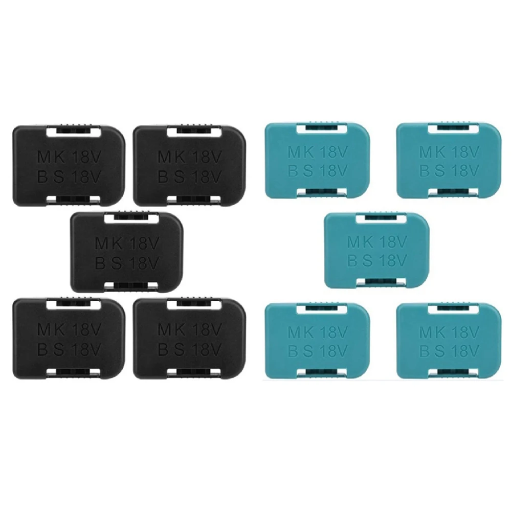 10-Piece Battery Storage Rack and Battery Holder Box for Makita 18V Fixture 2-Color Combination Set (Black and Blue)