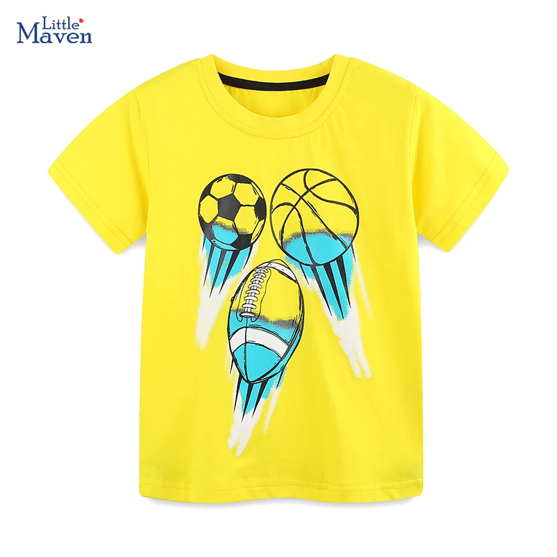

Little maven Chinese Style Summer Children's Clothing Tops Baby Boys Sporty T Shirts Toddler Cartoon Footballs T-Shirts Boy Tees