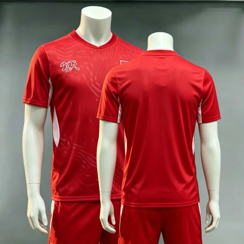 

Switzerland Football Jersey Pack of 2 Wearing Shorts Men Breathable Casual Short Sleeve Soccer Sets TrainingShirt Sports Uniform