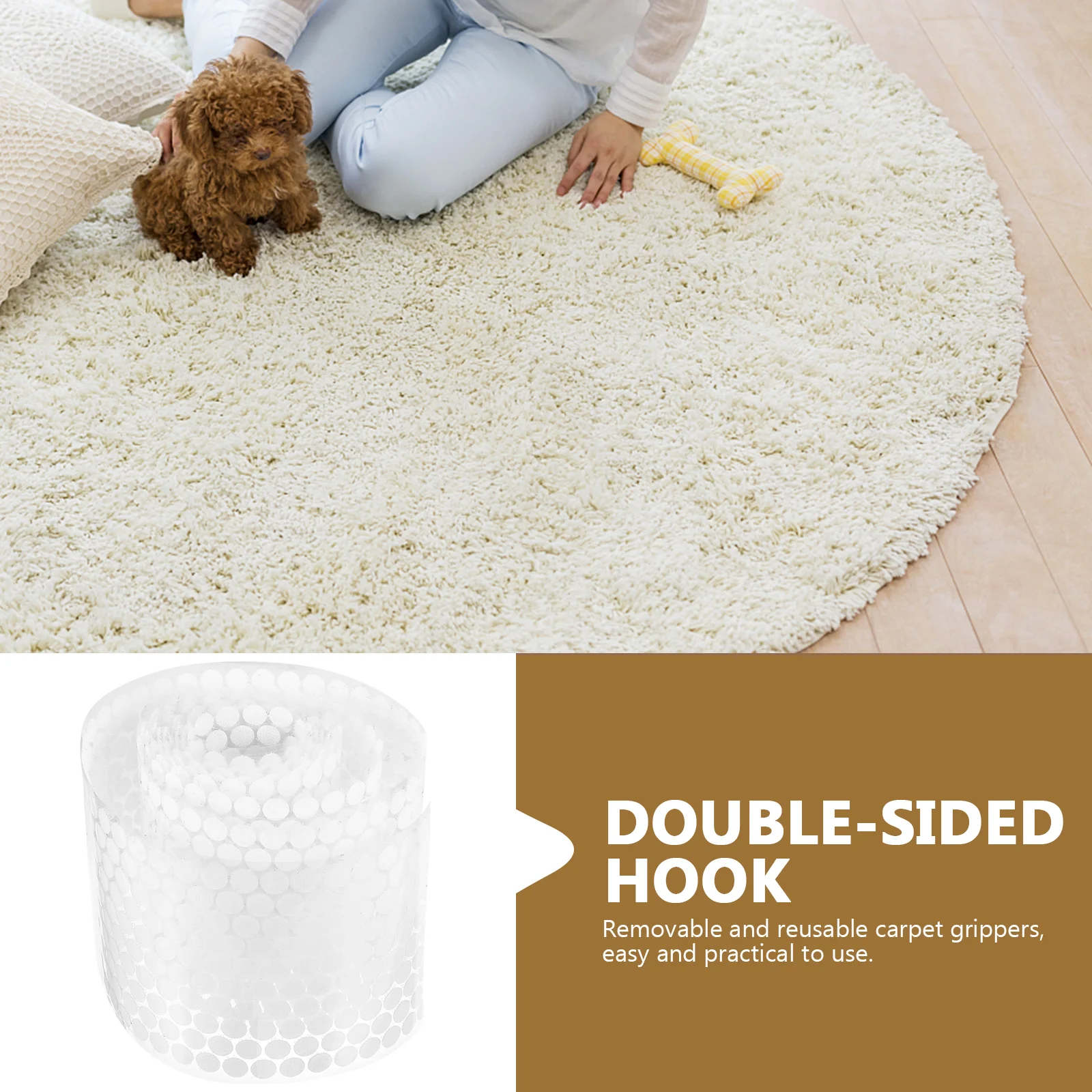 

1000pcs Round Hook Adhesive Pads Strong Double Sided Carpet Grippers for Rugs Stickers Home Office Kitchen Workshop