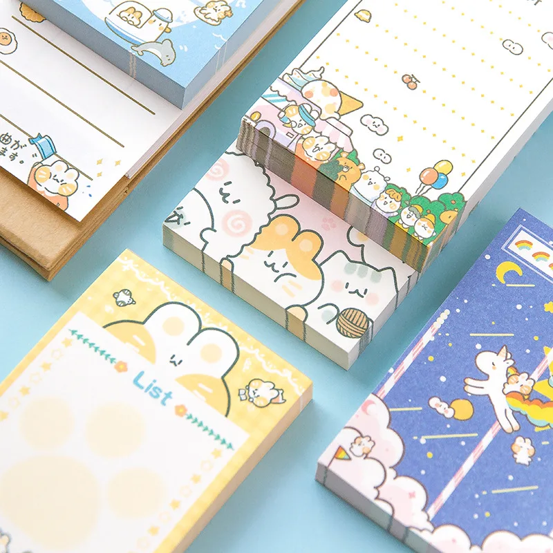 100pcs/pack Nicole Meow Cartoon Kawaii Cat Tearable Message Note Portable Notebook Memo Non-sticky