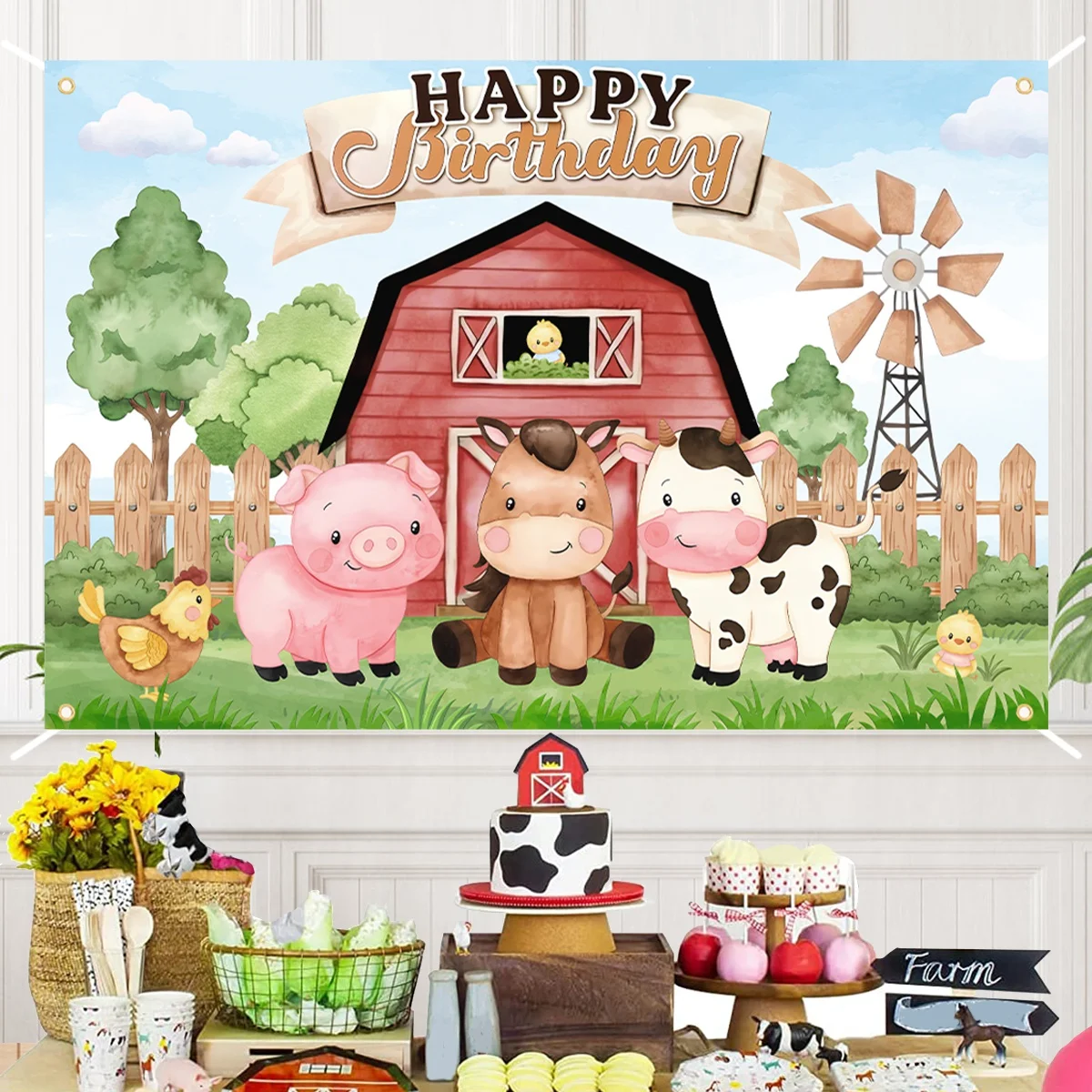 Mixed Farm Animals Tableware Party Set for Wild One Birthday Party Table Decoration Birthday Party Wedding Parties Supplies