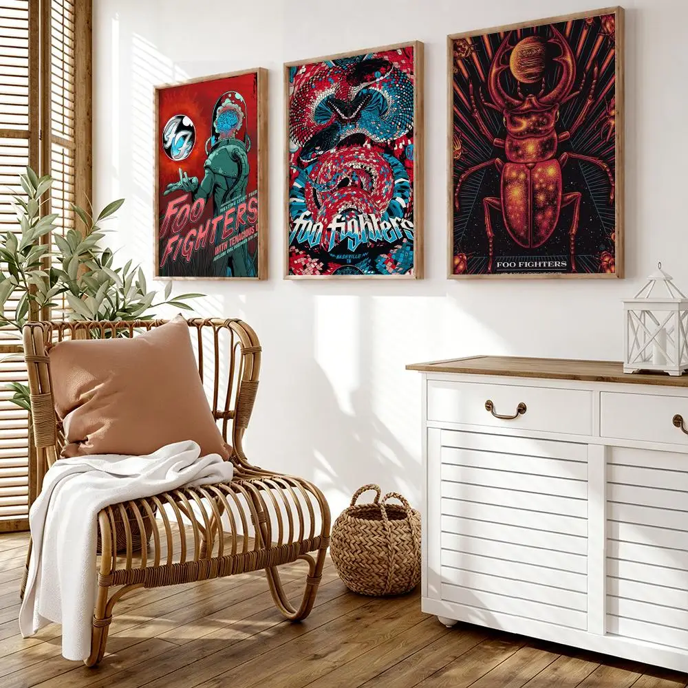 Foo F-Fighters Band Poster Wall Stickers HD Painting Self Adhesive Art Decals for Bedroom Living Room Home Decor