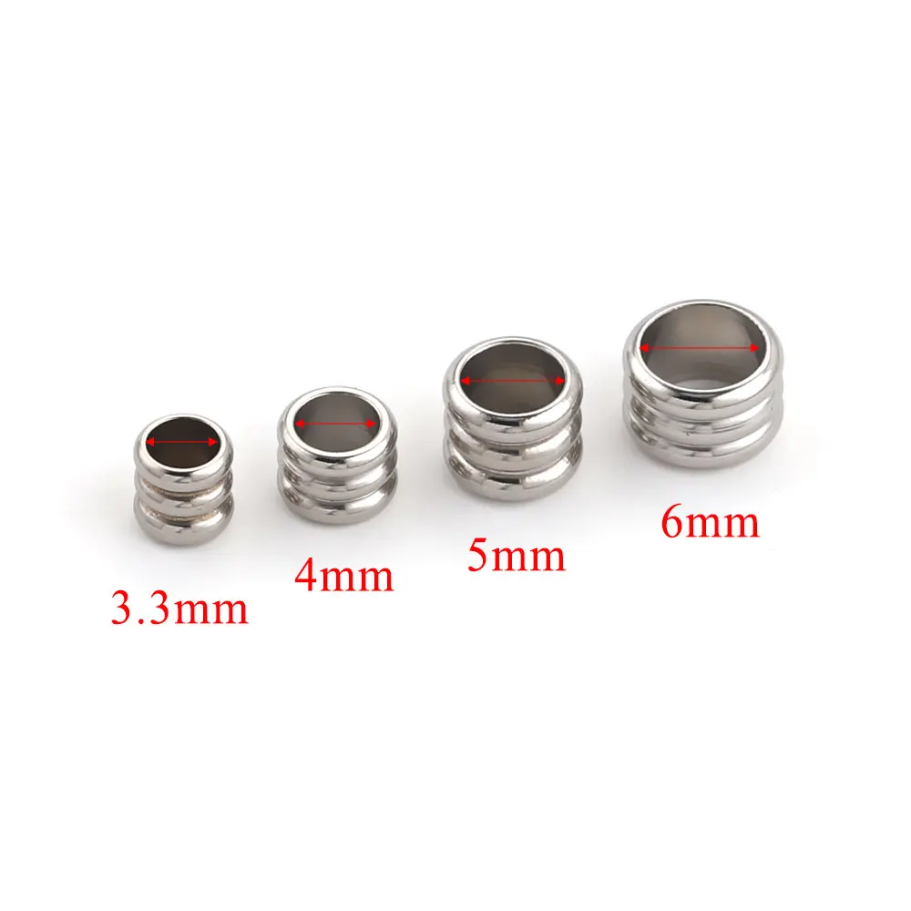 20pcs Stainless Steel Spacer Beads For Bracelet Three levels Beads Big Hole Jewelry Bead For Jewelry Making Components Wholesale