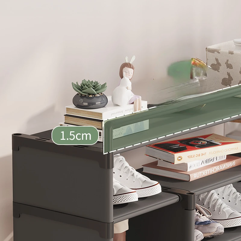 Shoe Rack Multi-layer Assembly, Simple with Door Curtain, Shoe Shelf, Dust-proof, Multi-functional Space-saving Shoe Cabinet