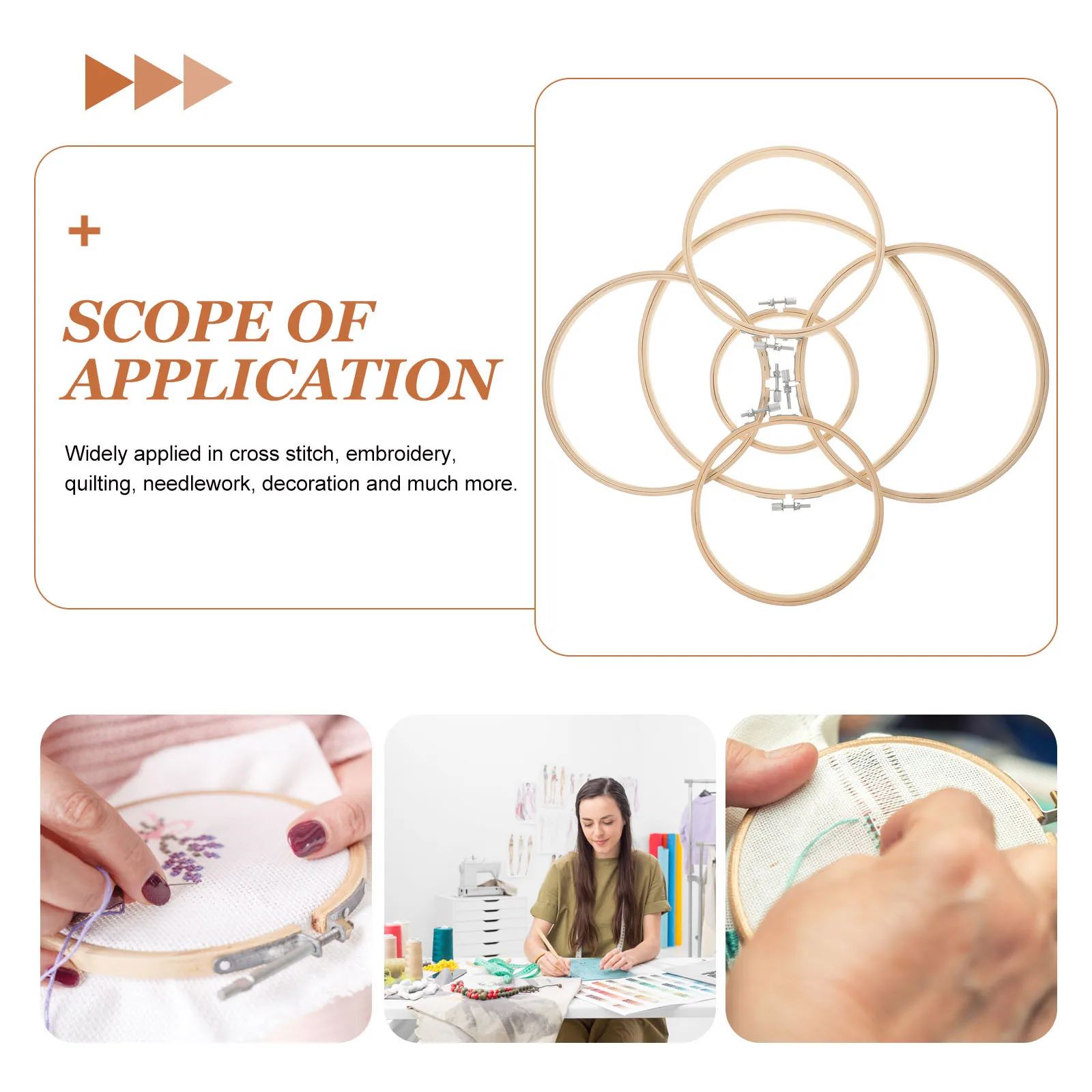 

6Pcs Bamboo Embroidery Hoops Different Sizes Durable Cross Stitch Rings Craft Sewing Frames Needlework Tools Embroidery Frame