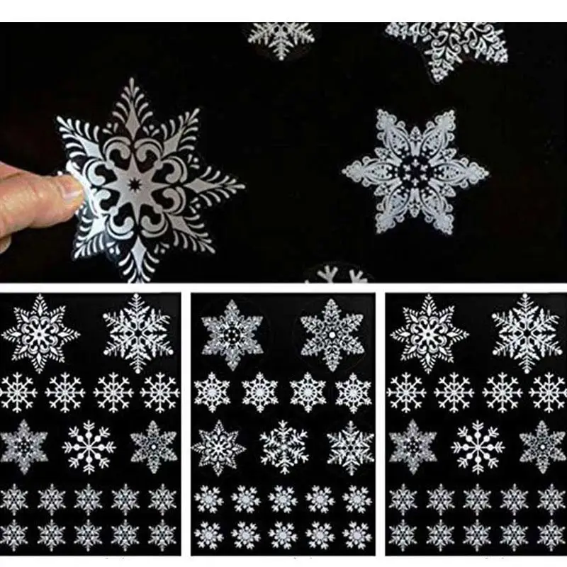 Removable Christmas PVC Static Sticker Santa Elk Window Stickers Beautify Snowflake Wall Decals New Year Party Glass Paste