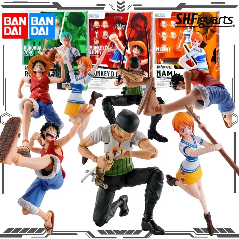 

Bandai original S.H.Figuarts One Piece Roronoa Zoro Romance Dawn East Blue Action Figure Gift Collectible Model Ornaments