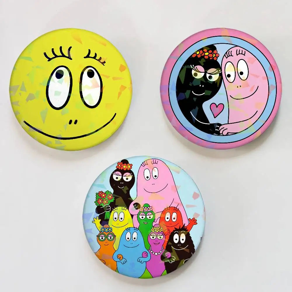 Cartoon B-Barbapapa Laser-Anstecknadeln Rucksack-Kleidungsdekoration Brosche Fiktions-Abzeichen Schmuck Geschenke
