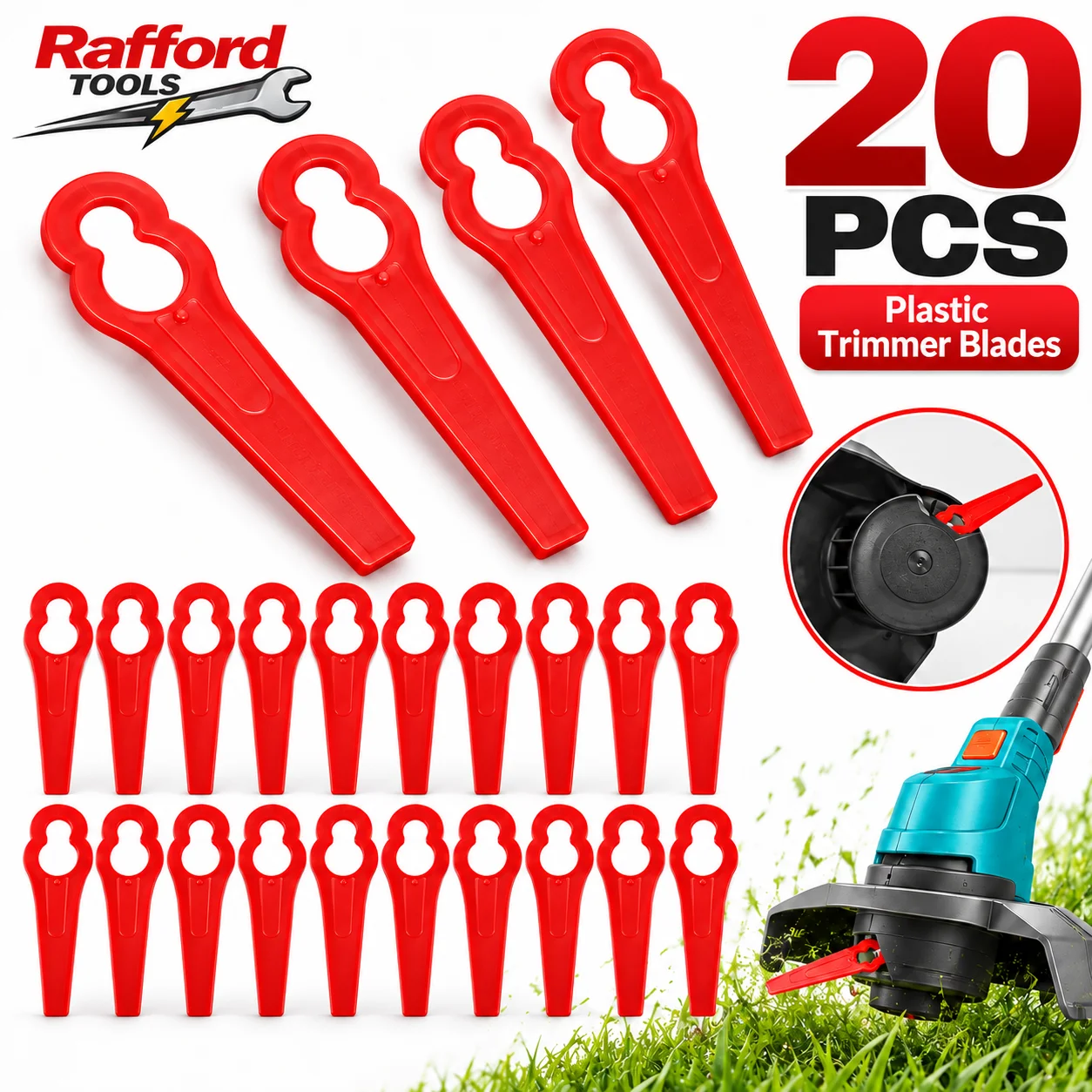 20Pcs Plastic Grass Trimmer Blades For Einhell Cordless Grass Trimmer GE-CT 18 Gardening Power Tools Part Lawn Mower Replacement