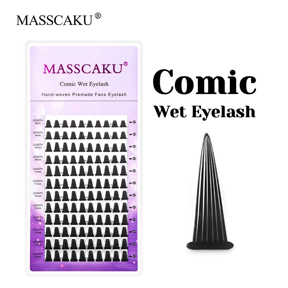 

MASSCAKU New Comic Wet False Eyelashes 8-15mm Mix C D Curl Spikes Lash Extensions Professional A Shape Natural Eyelash Makeup