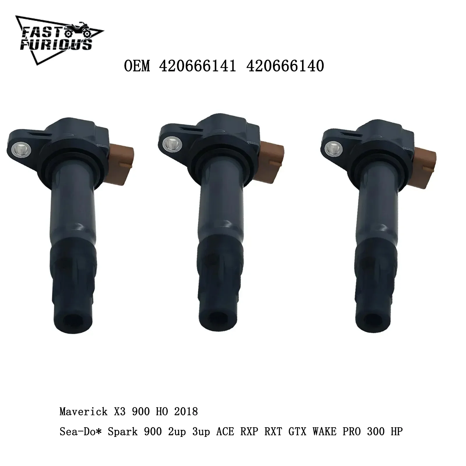 

3PCS 420666142 420666141 Ignition Coil For Sea-Do* GTI 130 GTX GTS GTR SPARK TRIXX 900 RXT RXP FISH PRO Wake EXPLORER 2014-2023